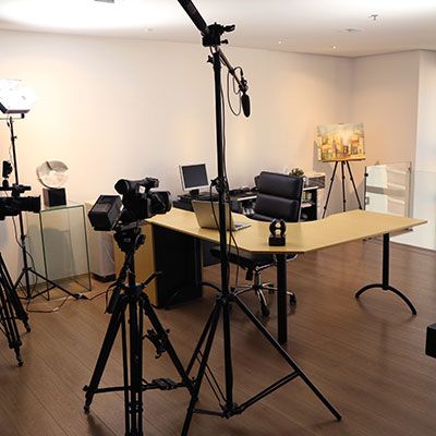 Cenário de escritório para gravação